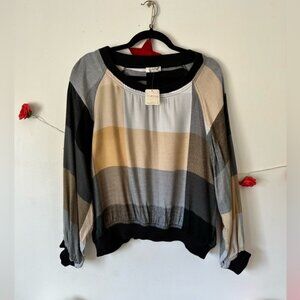 Free People Sugar Cookie Flannel Pullover Colorblock Women's Top L